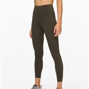 Lululemon Fast and Free Dark Olive Leggings 28